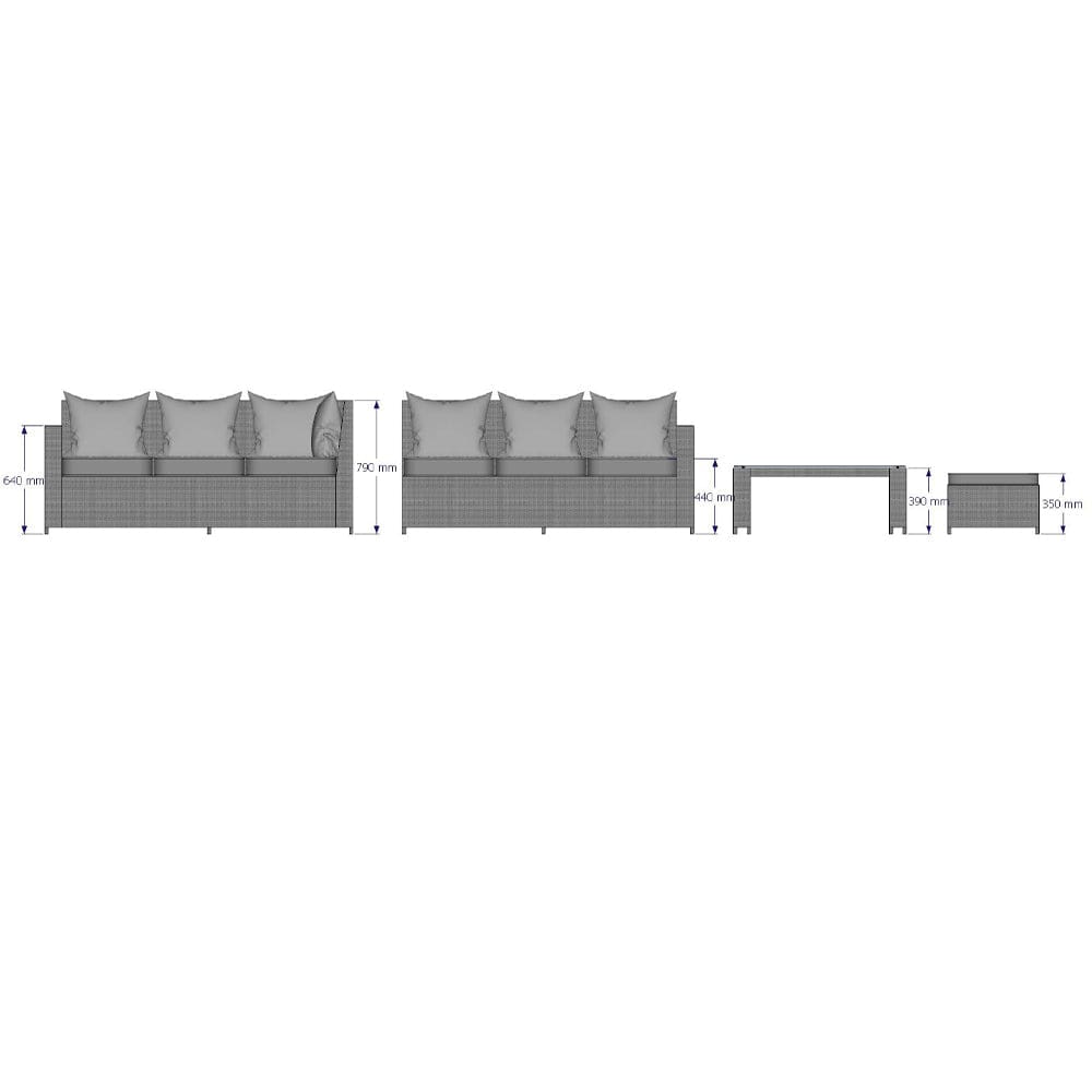 Barcelona Grey Modular 8 Seater Rattan Corner Sofa Set Furniture Maxi