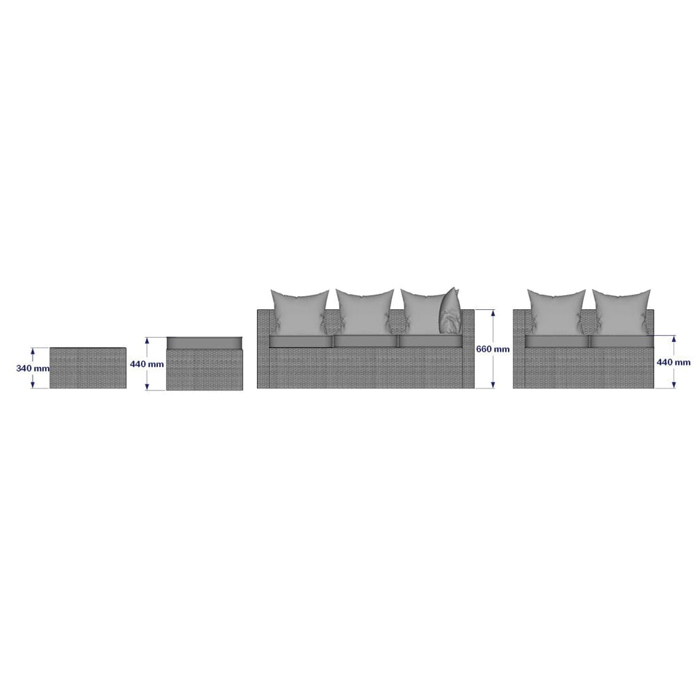 Vancouver 6 Seater Modular Rattan Sofa Set In Grey