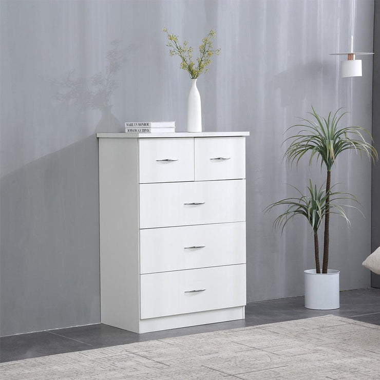 Agata Tall Five Drawer Chest In White