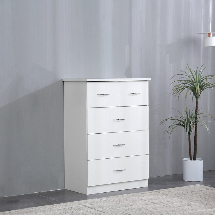 Agata Tall Five Drawer Chest In White