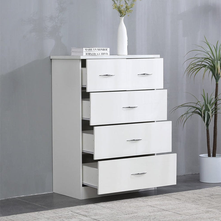 Agata Tall Five Drawer Chest In White