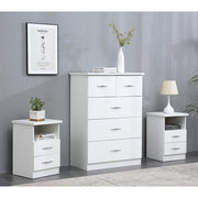 Agata 3 Piece Bedroom Set In White Chest and Two Bedsides