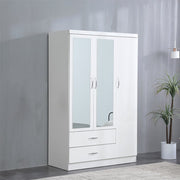 Agata 3 Door 2 Drawer Mirrored Wardrobe In White