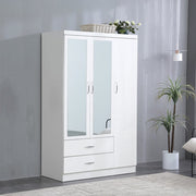 Agata 3 Door 2 Drawer Mirrored Wardrobe In White