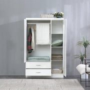 Agata 3 Door 2 Drawer Mirrored Wardrobe In White