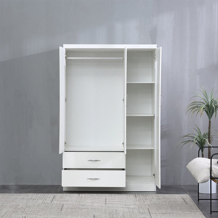 Agata 3 Door 2 Drawer Mirrored Wardrobe In White