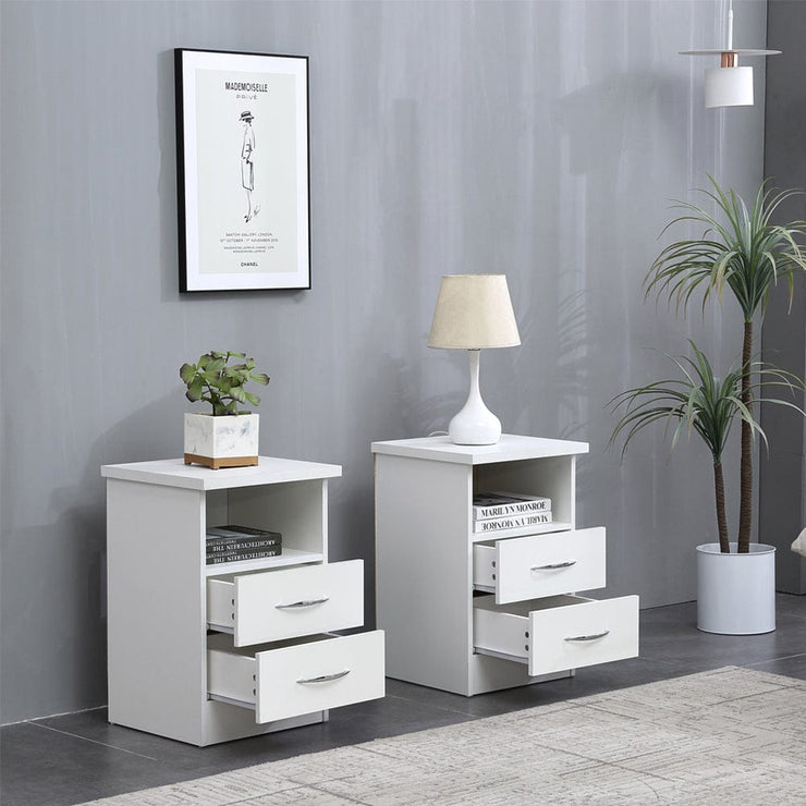 Set Of 2 Agata 2 Drawer Bedside Tables In White