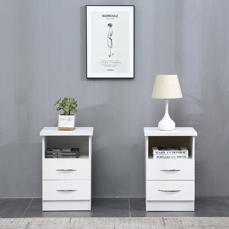 Set Of 2 Agata 2 Drawer Bedside Tables In White