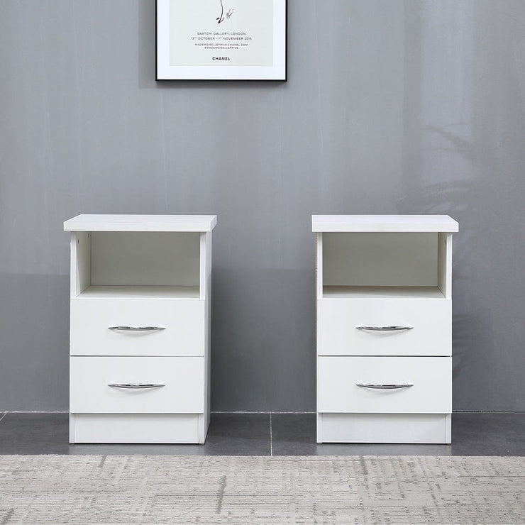 Set Of 2 Agata 2 Drawer Bedside Tables In White