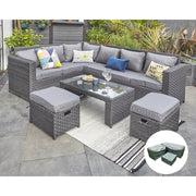 Barcelona Black Modular 8 Seater Rattan Corner Sofa Set, Garden Furniture, Furniture Maxi, Furniture Maxi