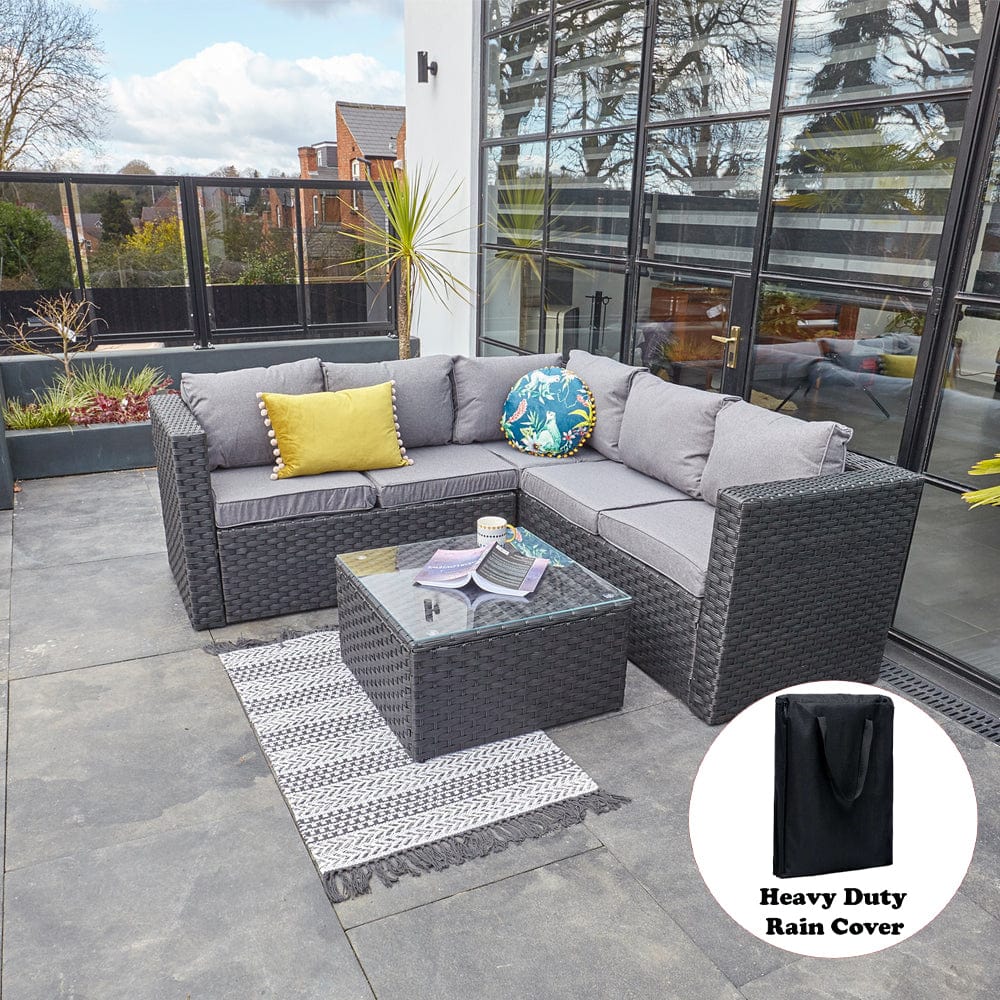Gray rattan sales patio set