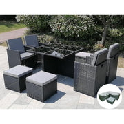 Eton Rattan Garden 8 Seater Cube Set In Black